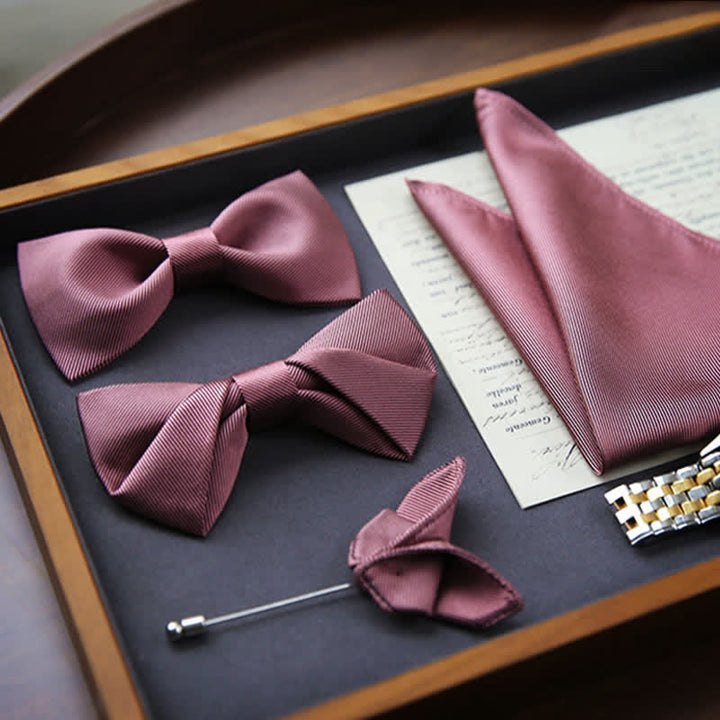 Pajarita de seda para boda de sarga rosa suave para hombre