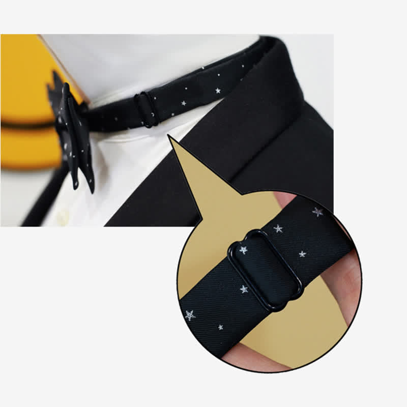 Pajarita negra de doble capa con estrellas blancas para hombre