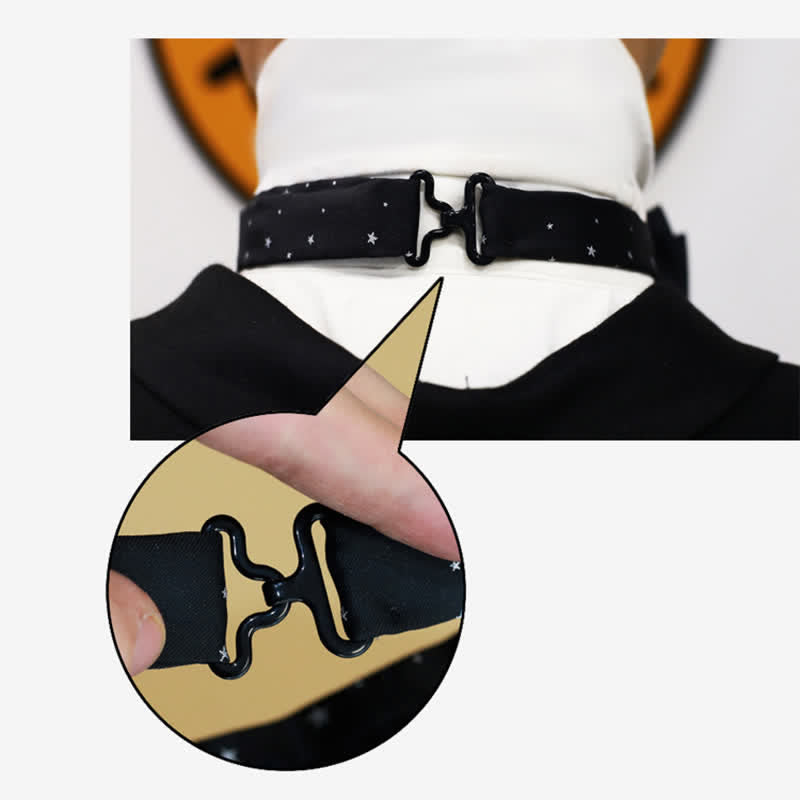 Pajarita negra de doble capa con estrellas blancas para hombre