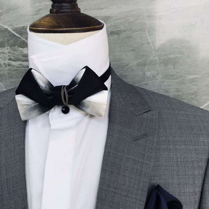 Pajarita con diseño de plumas en blanco y negro degradado para hombre