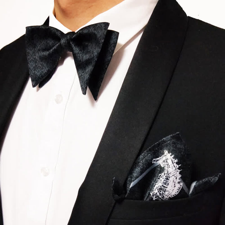 Pajarita de gran tamaño con estampado barroco vintage para hombre