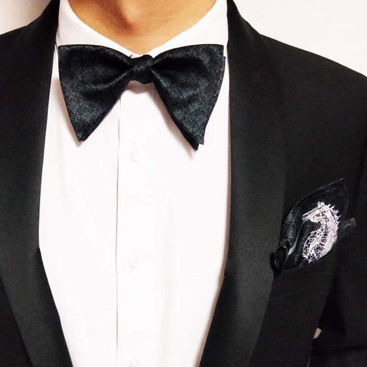 Pajarita de gran tamaño con estampado barroco vintage para hombre