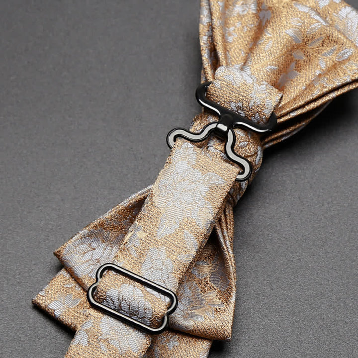 Pajarita de doble capa con flores color champagne para hombre