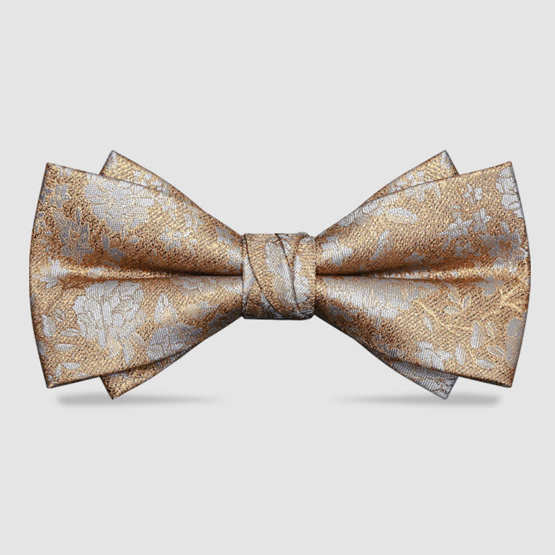 Pajarita de doble capa con flores color champagne para hombre