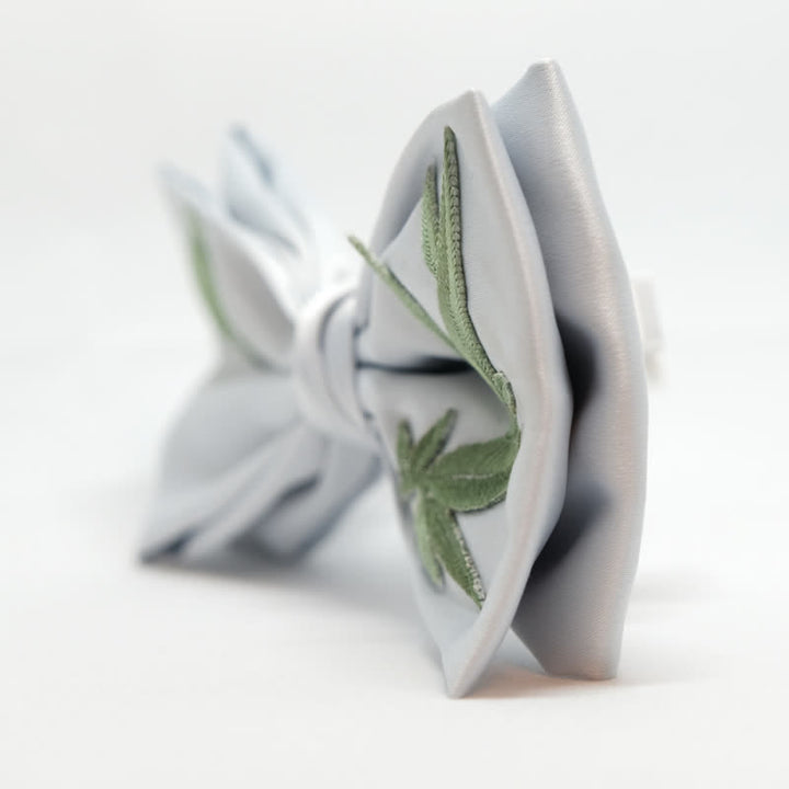 Pajarita con estampado botánico bordado de bambú para hombre