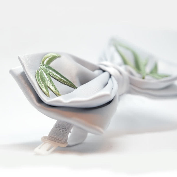 Pajarita con estampado botánico bordado de bambú para hombre