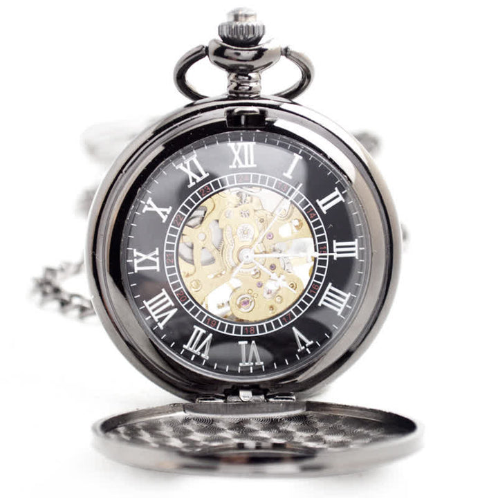 Reloj de bolsillo mecánico Hollow Rome Double Hunter Case