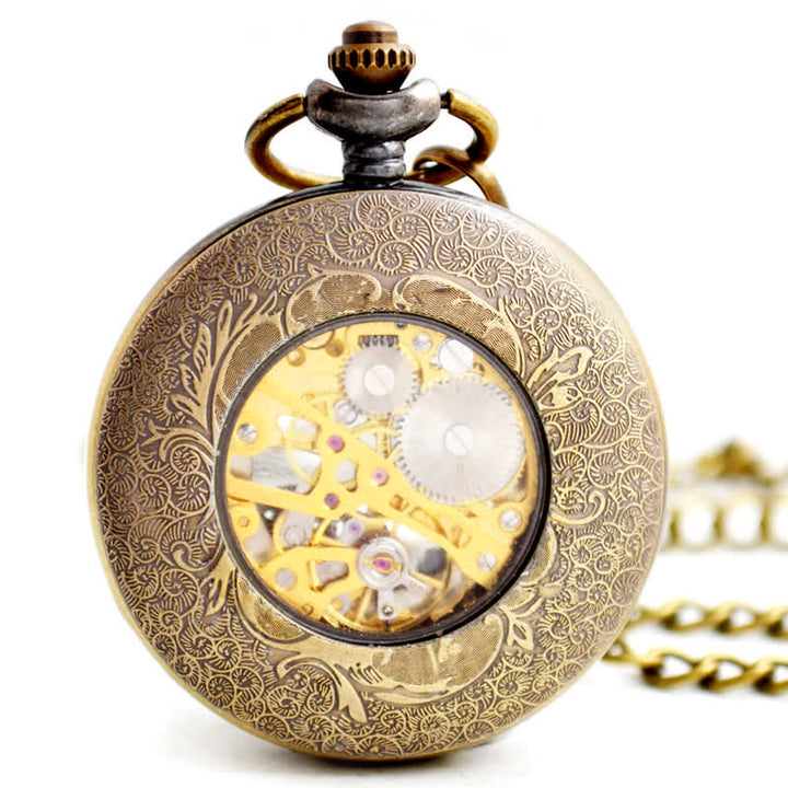 Reloj de bolsillo mecánico con números romanos y engranajes Steampunk.