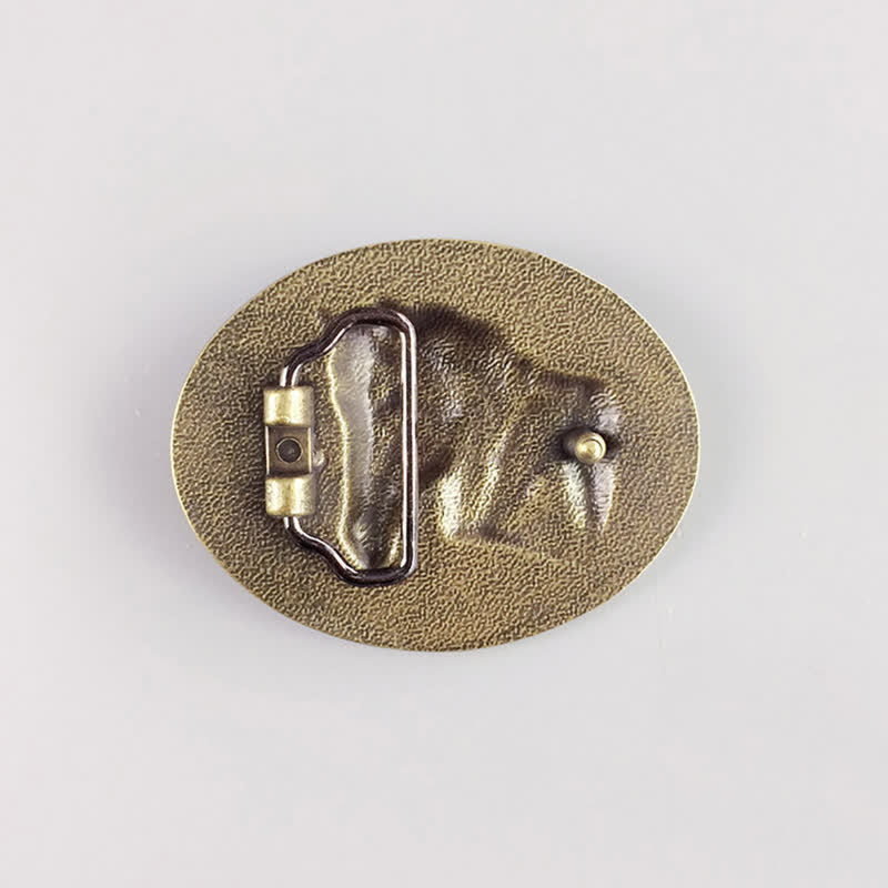 Cinturón de cuero con hebilla de caballo de bronce para hombre hecho a mano