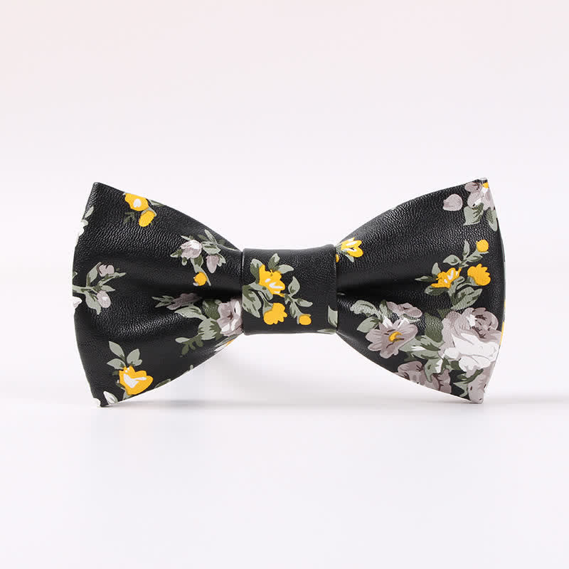 Pajarita de cuero elegante con diseño floral para hombre