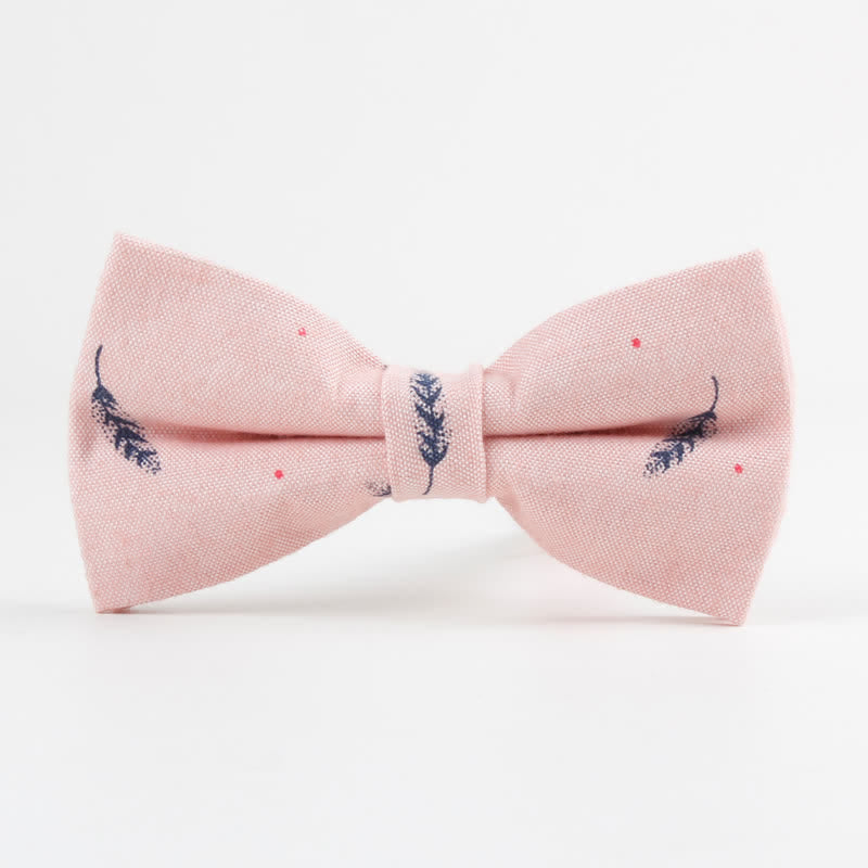 Pajarita de algodón con estampado de plumas de pájaros para hombre
