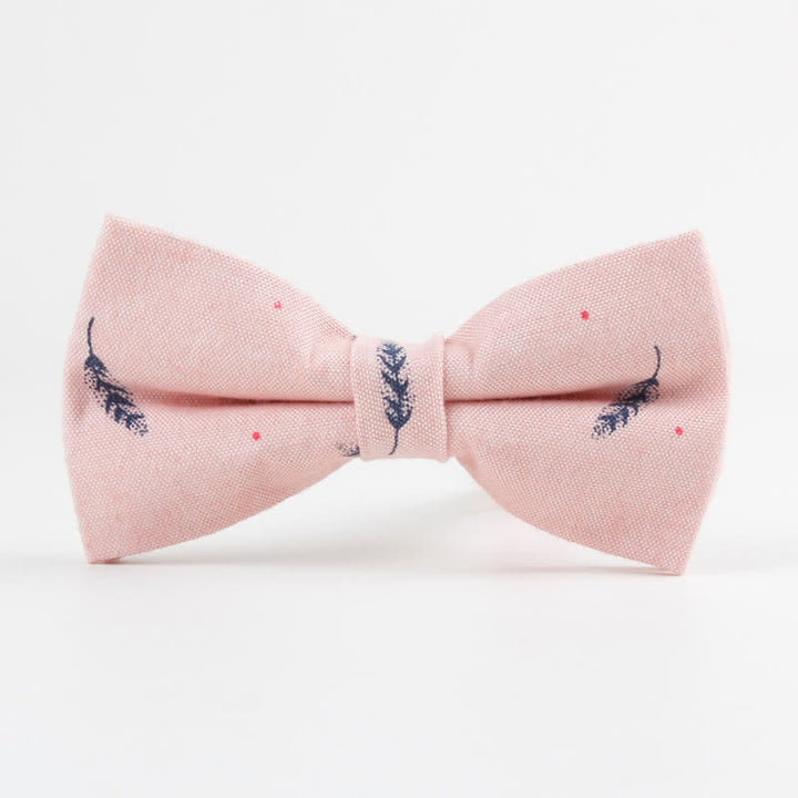 Pajarita de algodón con estampado de plumas de pájaros para hombre