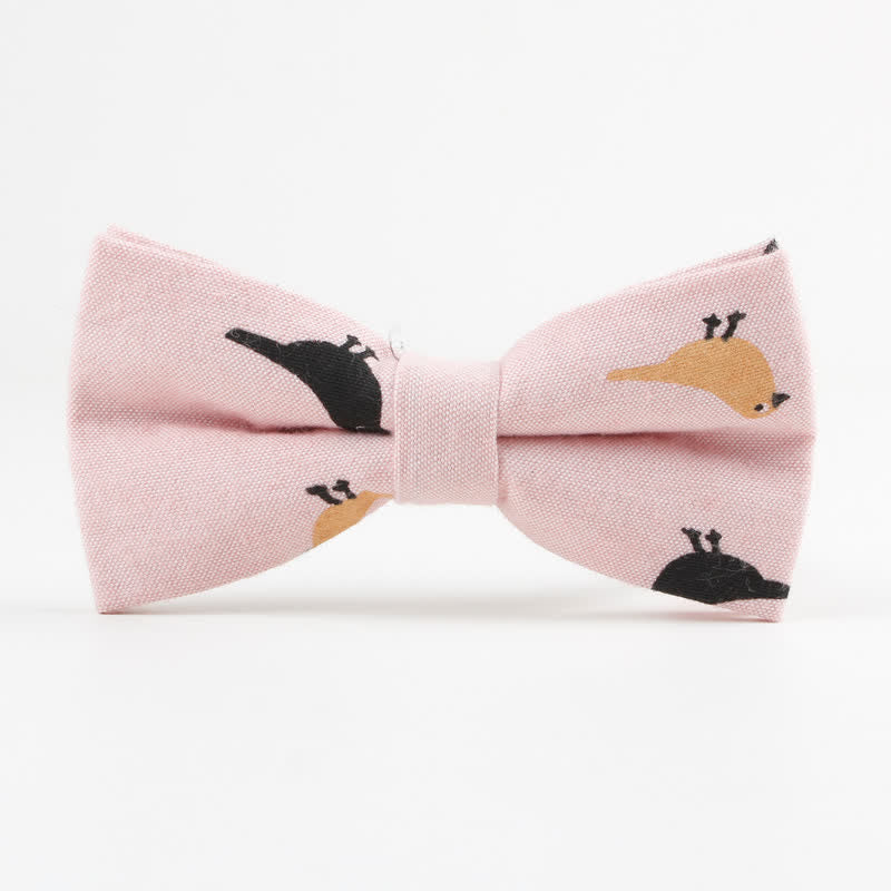 Pajarita de algodón con estampado de plumas de pájaros para hombre