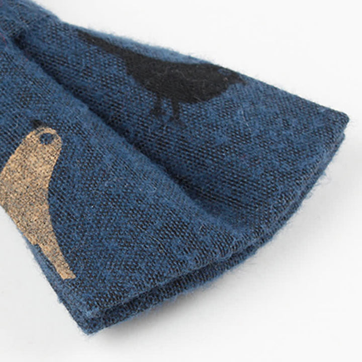 Pajarita de algodón con estampado de plumas de pájaros para hombre