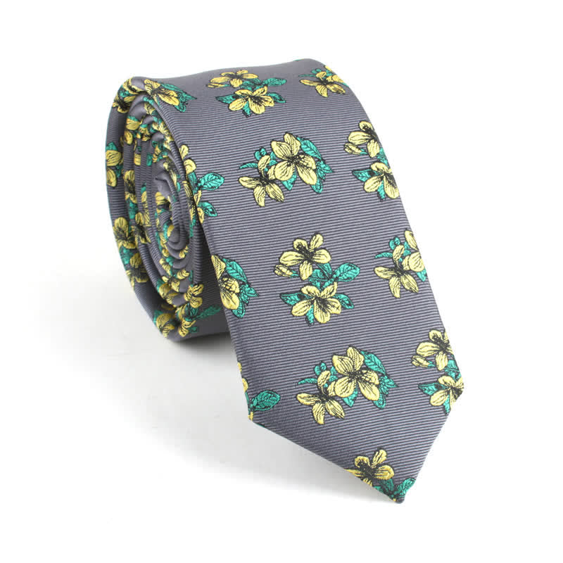 Corbata clásica elegante y ajustada con diseño floral para hombre