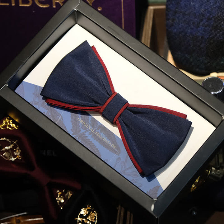 Pajarita de doble capa en dos tonos burdeos y azul marino para hombre