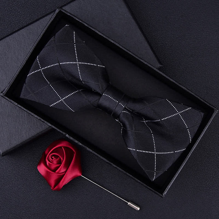 Conjunto de 2 pajaritas con estampado de cuadros estilo británico para hombre