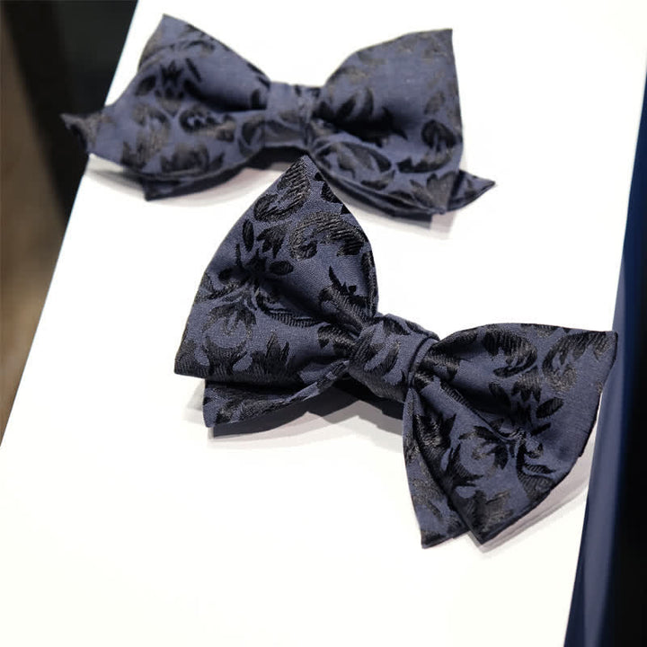 Pajarita de boda vintage de jacquard azul oscuro para hombre