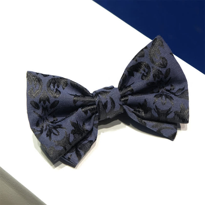 Pajarita de boda vintage de jacquard azul oscuro para hombre