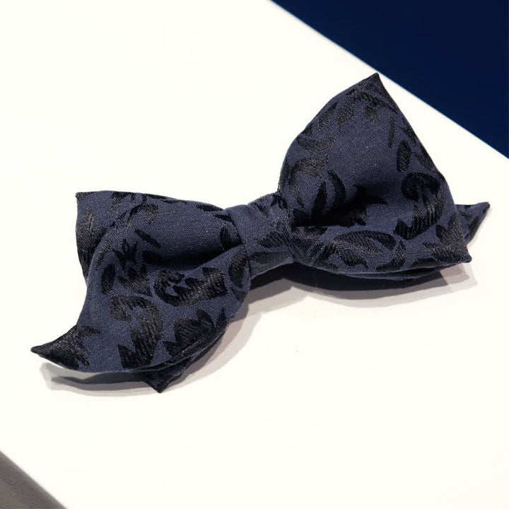Pajarita de boda vintage de jacquard azul oscuro para hombre