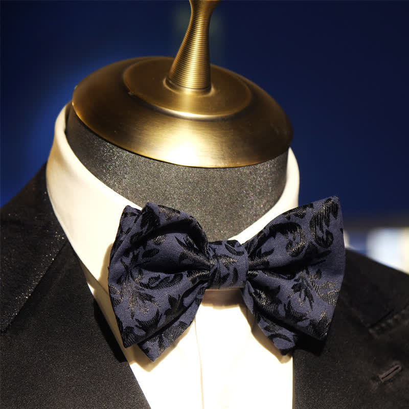 Pajarita de boda vintage de jacquard azul oscuro para hombre