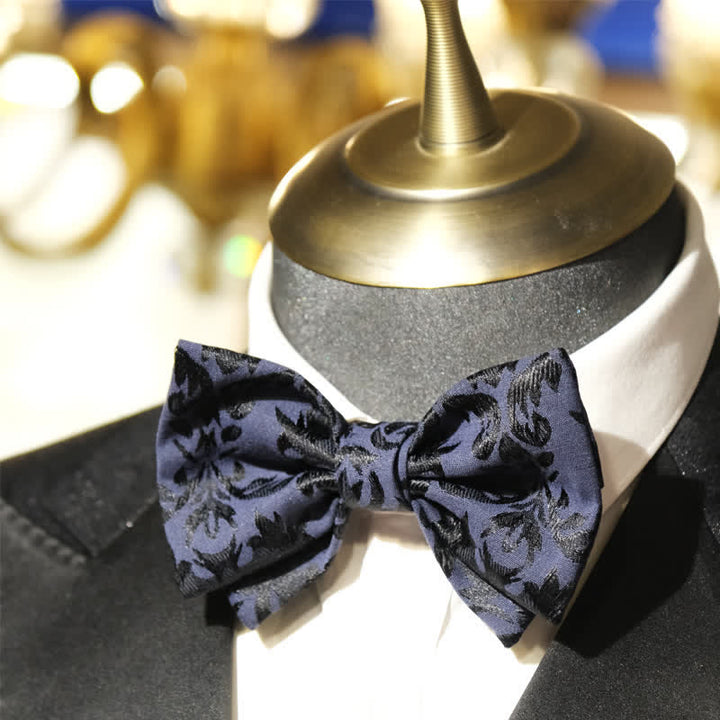 Pajarita de boda vintage de jacquard azul oscuro para hombre