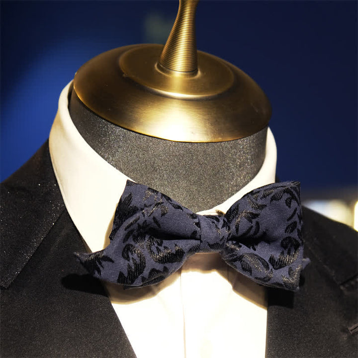 Pajarita de boda vintage de jacquard azul oscuro para hombre