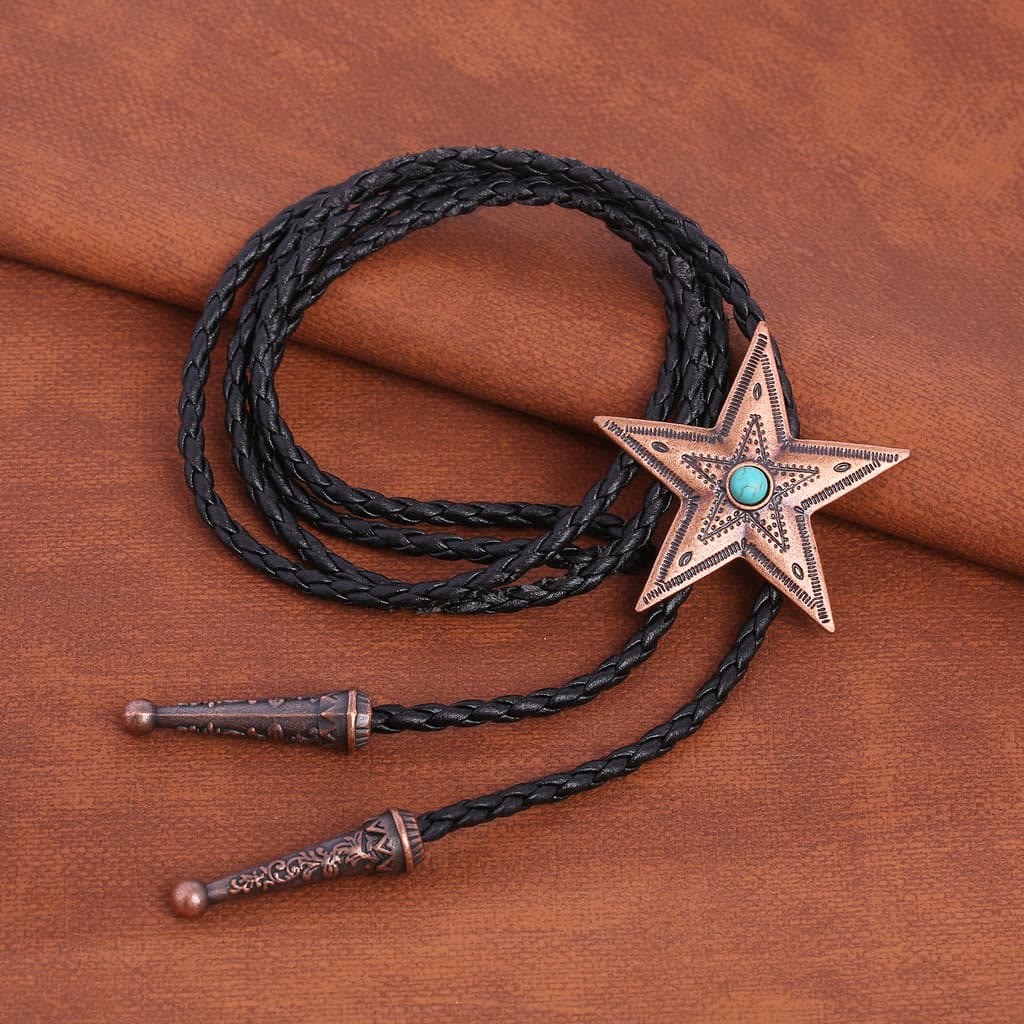 Collar con colgante de estrella de piedra natural vintage Bolo Tie