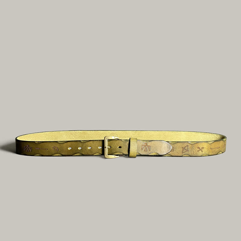 Cinturón de cuero con estampado de tótem grabado con láser estilo retro informal