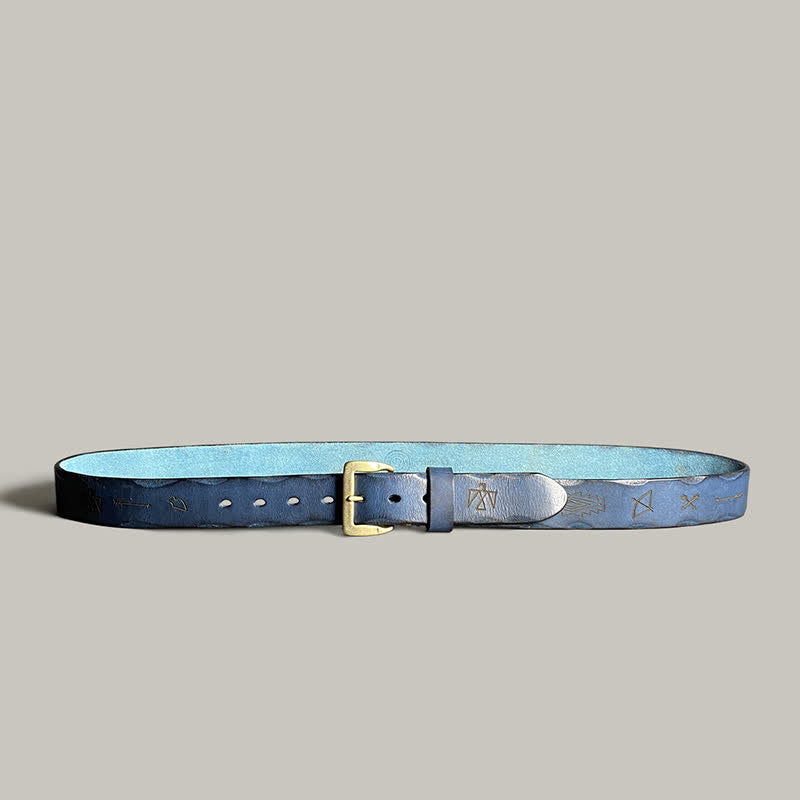Cinturón de cuero con estampado de tótem grabado con láser estilo retro informal