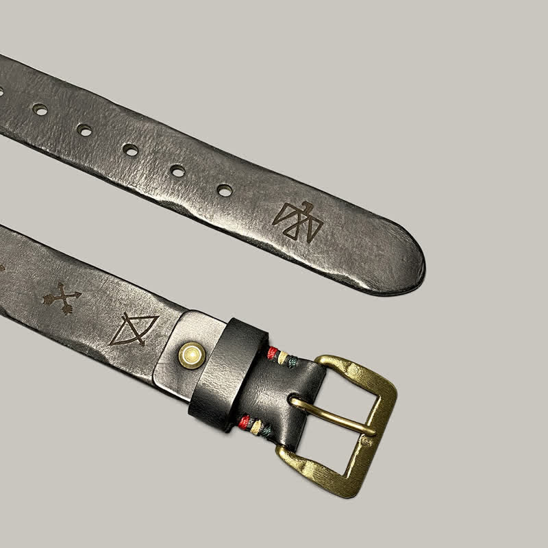 Cinturón de cuero con estampado de tótem grabado con láser estilo retro informal