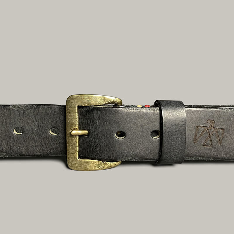 Cinturón de cuero con estampado de tótem grabado con láser estilo retro informal