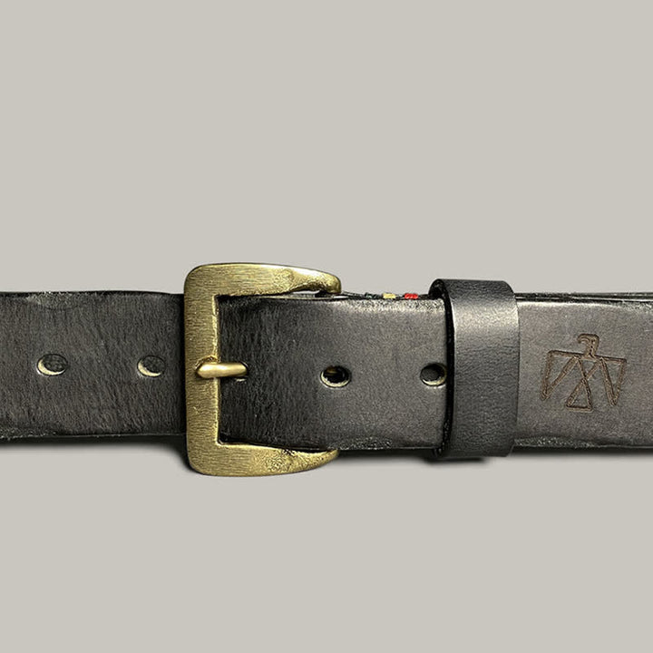Cinturón de cuero con estampado de tótem grabado con láser estilo retro informal