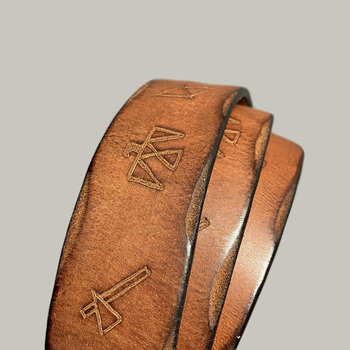 Cinturón de cuero con estampado de tótem grabado con láser estilo retro informal
