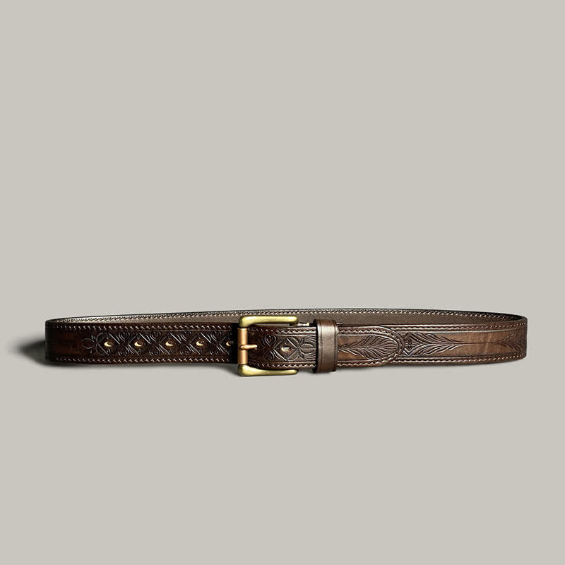 Cinturón de cuero con diseño de estampado floral de moda clásica