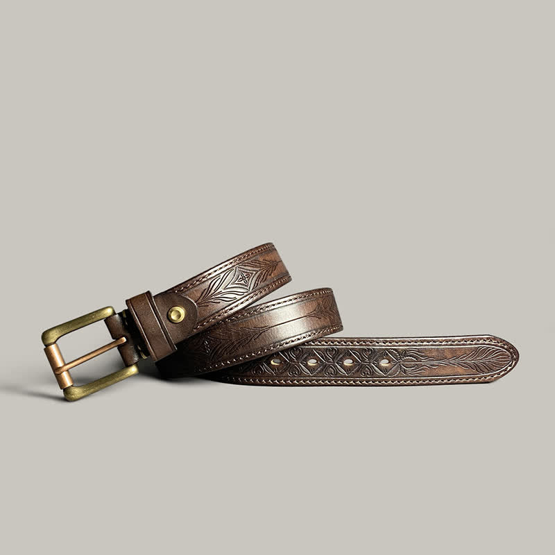 Cinturón de cuero con diseño de estampado floral de moda clásica