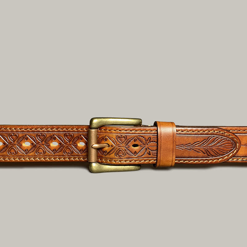 Cinturón de cuero con diseño de estampado floral de moda clásica