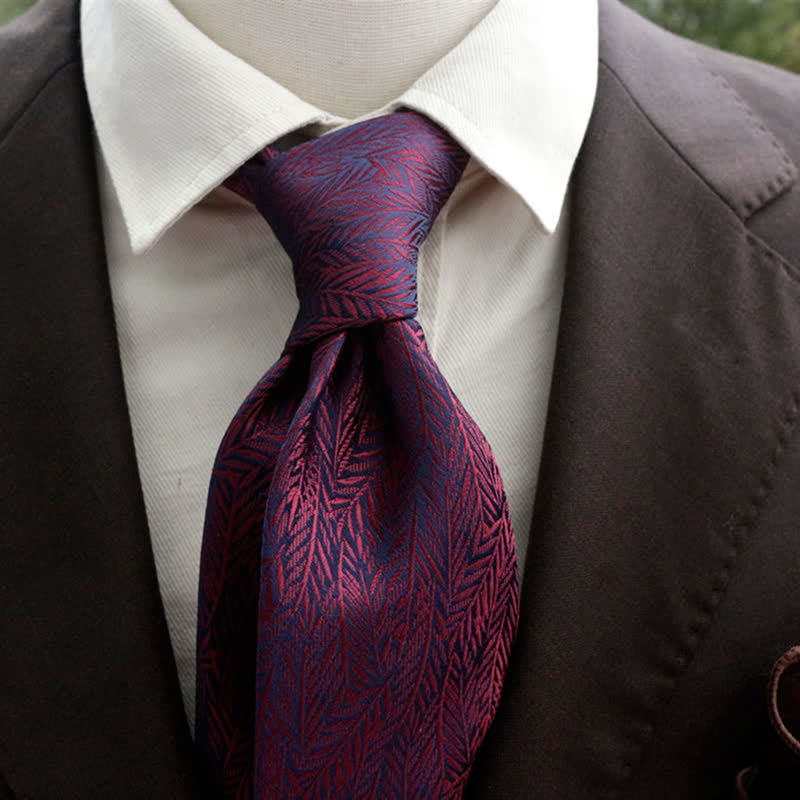 Corbata clásica con estampado floral y hojas finas para uso diario para hombre