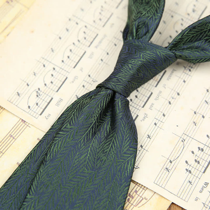 Corbata clásica con estampado floral y hojas finas para uso diario para hombre