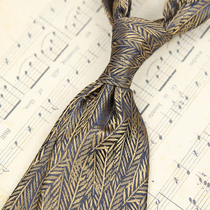 Corbata clásica con estampado floral y hojas finas para uso diario para hombre