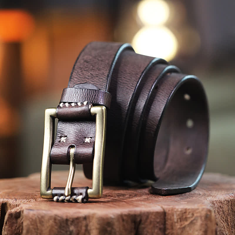 Cinturón de cuero genuino para jeans retro hecho a mano