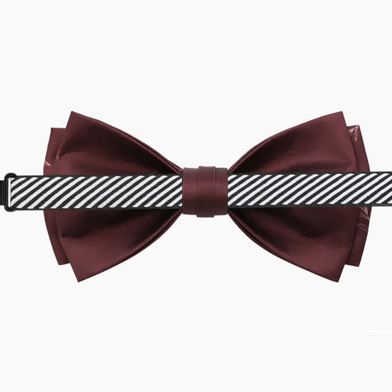 Pajarita elegante con estampado de sauce en color rojo vino para hombre