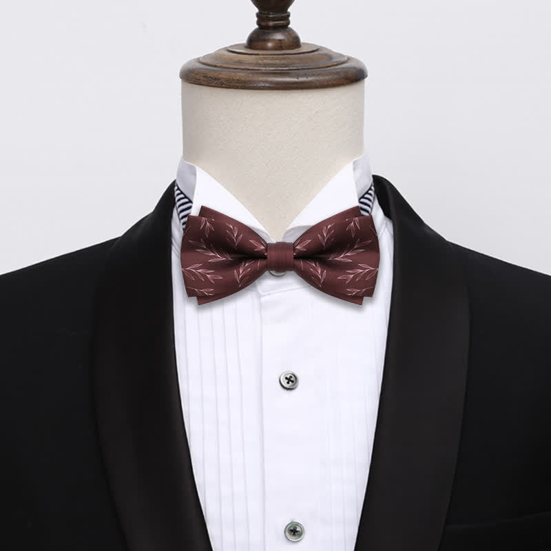 Pajarita elegante con estampado de sauce en color rojo vino para hombre