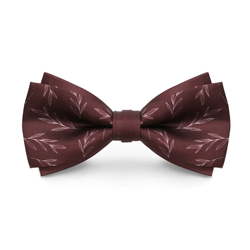 Pajarita elegante con estampado de sauce en color rojo vino para hombre