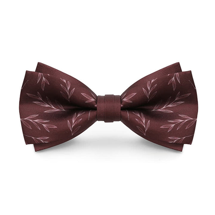 Pajarita elegante con estampado de sauce en color rojo vino para hombre