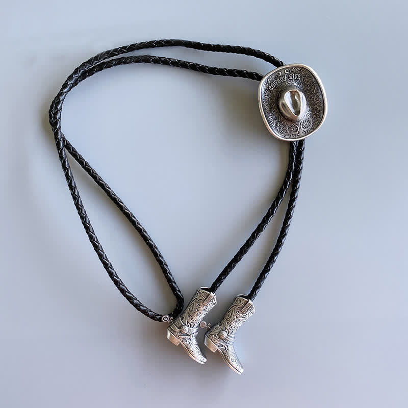 Colgante de sombrero de vaquero campestre con corbata de bolo