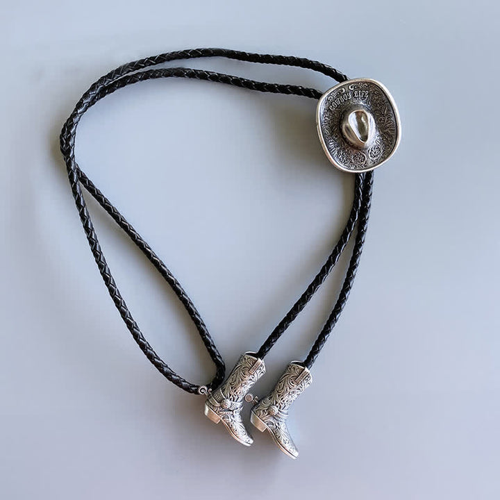Colgante de sombrero de vaquero campestre con corbata de bolo