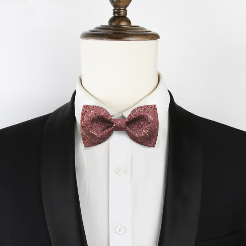 Pajarita elegante con estampado floral de ondas rojas para hombre