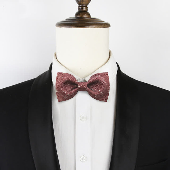 Pajarita elegante con estampado floral de ondas rojas para hombre