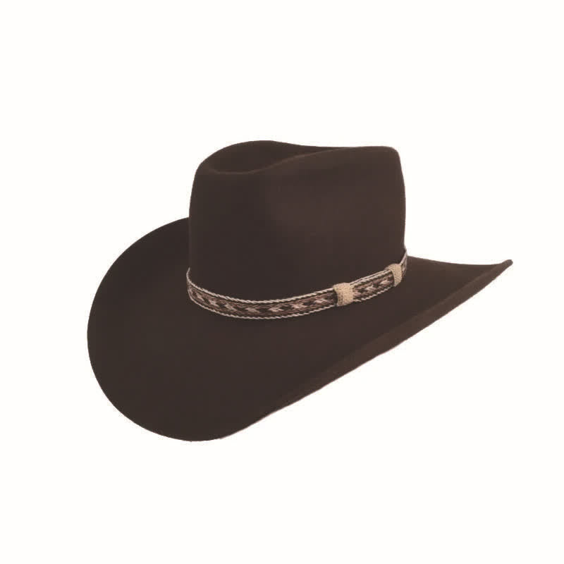Sombrero vaquero de ala ancha de lana estilo clásico occidental